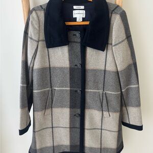 Club Monaco Navy and Gray Plaid Pea Coat